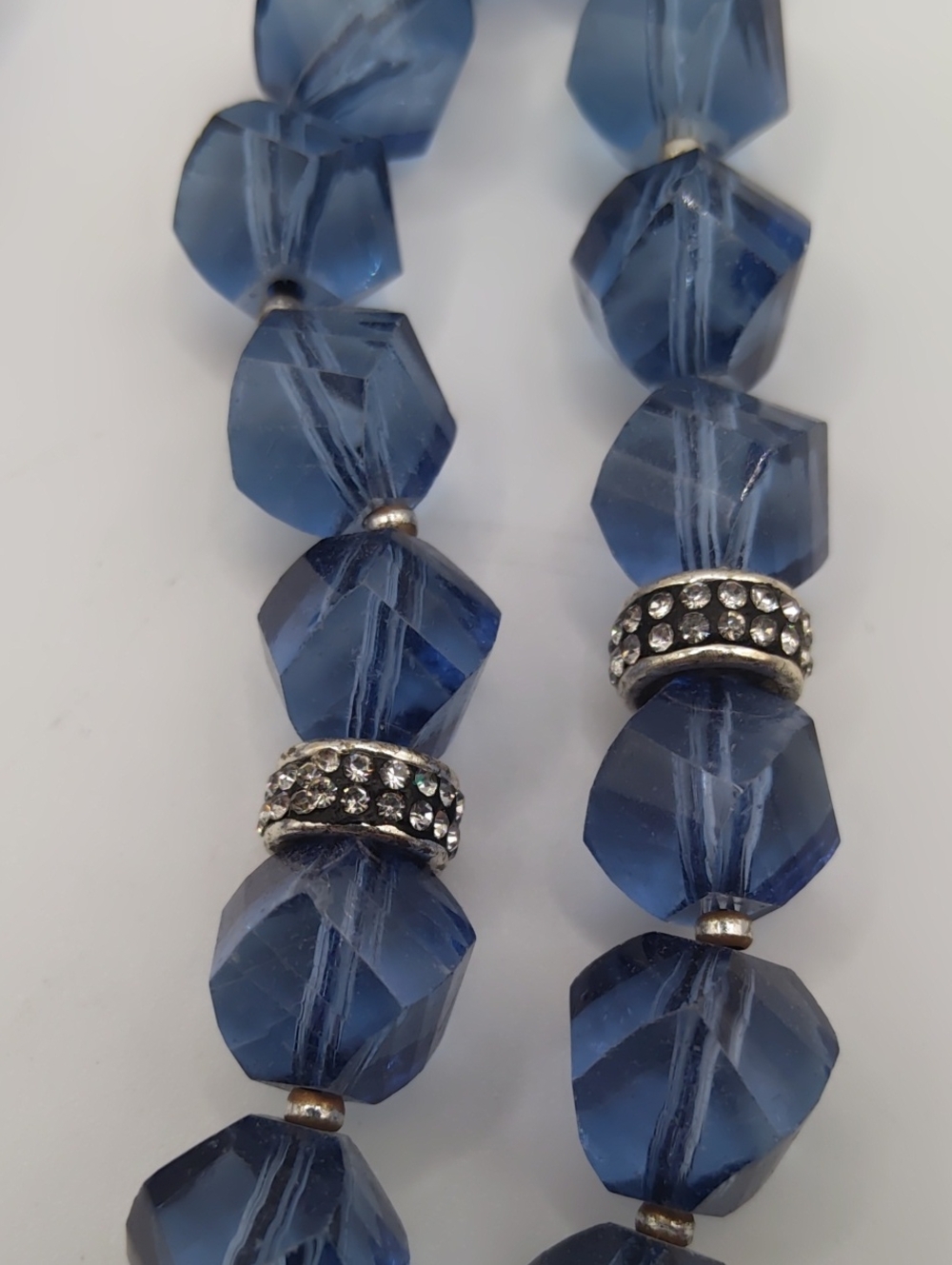 Anne Klein Faceted Dusky Blue Glass Necklace - Picture 5 of 8